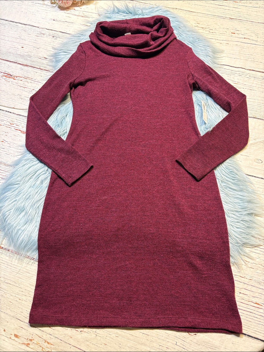 NWT Old Navy Long Sleeve Cowl Neck Burgundy Dress sz S